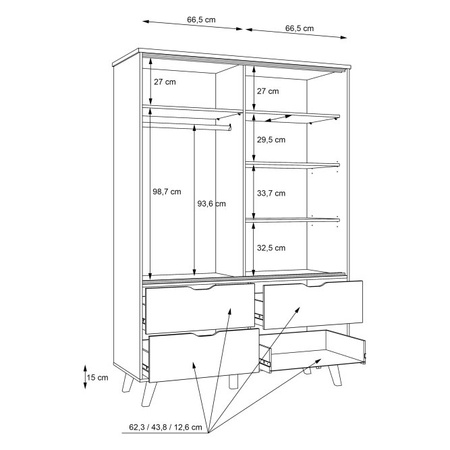 VANKKA VNKS821 szafa ubraniowa 140cm