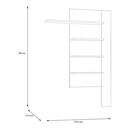 BREATHTAKER BBTHB01-Q193 półka pionowa 130cm Terakota/Dąb Mauvella