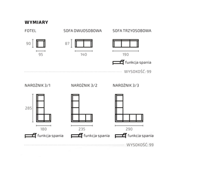 MUSTANG ZESTAW SOFA Z FOTELAMI