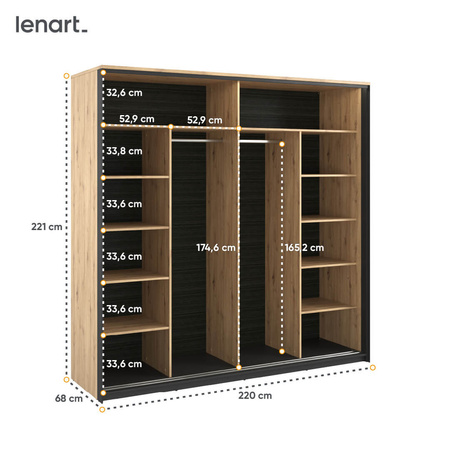 Qs-01 - 220cm Dąb artisan / czarny