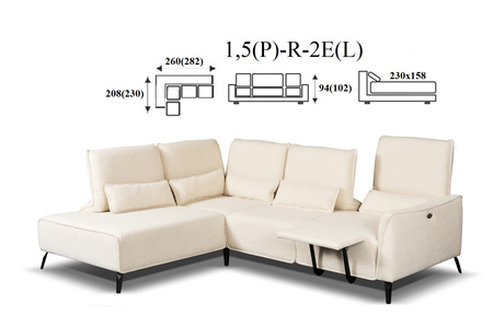 Modern narożnik 2E(P)-R-1,5(L) / 1,5(P)-R-2E(L)