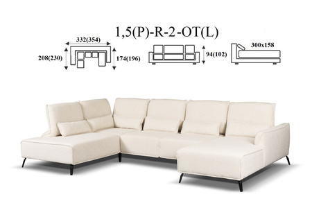 Modern narożnik OT(P)-2-R-1,5(L) / 1,5(P)-R-2-OT(L)