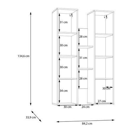 BREATHTAKER BTHVH331-Q192 witryna wisząca 85cm Terakota/Dąb Mauvella