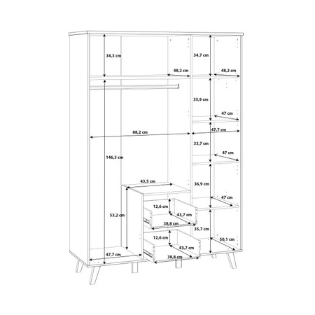 VANKKA VNKS832 szafa ubraniowa 140cm
