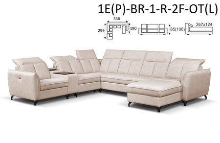 ROMANTICA NAROŻNIK OT(P)-2F-R-1-BR-1E(L) / 1E(P)-BR-1-R-2F-OT(L)